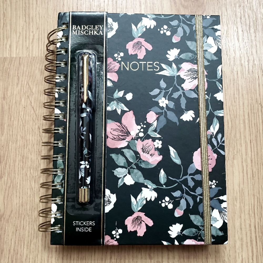 New Badgley Mischka Hardcover Spiral A5 Size Notebook with a Pen